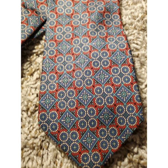 AUSTIN REED ENGLAND WOVEN PURE SILK MEN’S NECK TIE GEOMETRIC SQUARES JACQUARD - Picture 2 of 7